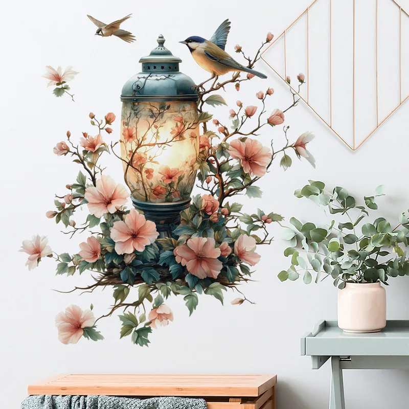 Flower Vinyl Tile Child Wall Stickers For Girl Room Decor Furniture Sticker Adhesive Wallpaper Wall Decor Bedroom Accessories