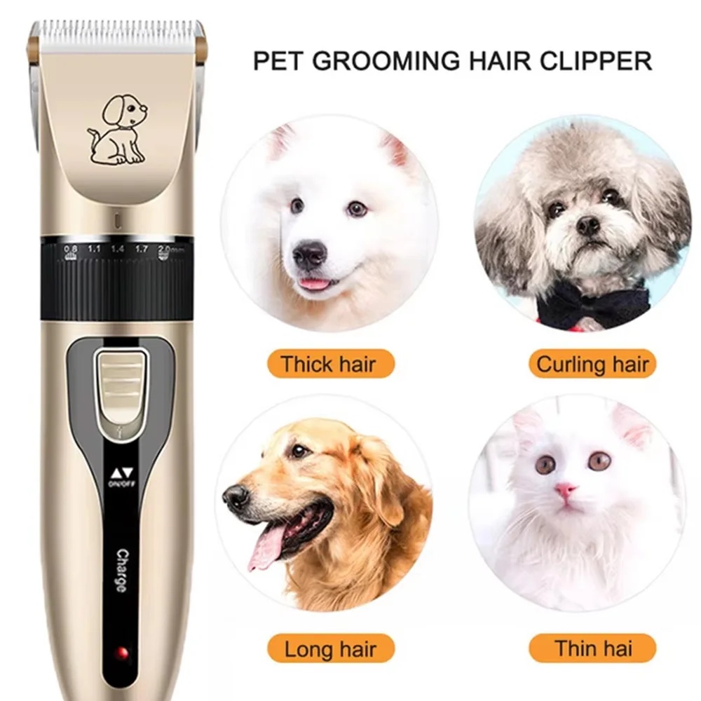 Electrical Pet Clipper Professional Grooming Kit Rechargeable Pet Hair Trimmer Shaver Set Animals Hair Cutting Machine Low-Noise