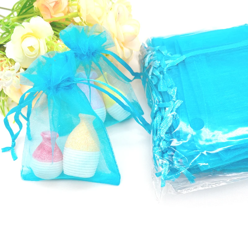 Small Drawstring Organza Gift Bag for Wedding Favors, Christmas Supplies, Candy Storage, Jewelry Packaging Pouch, 100 PCs/Lot