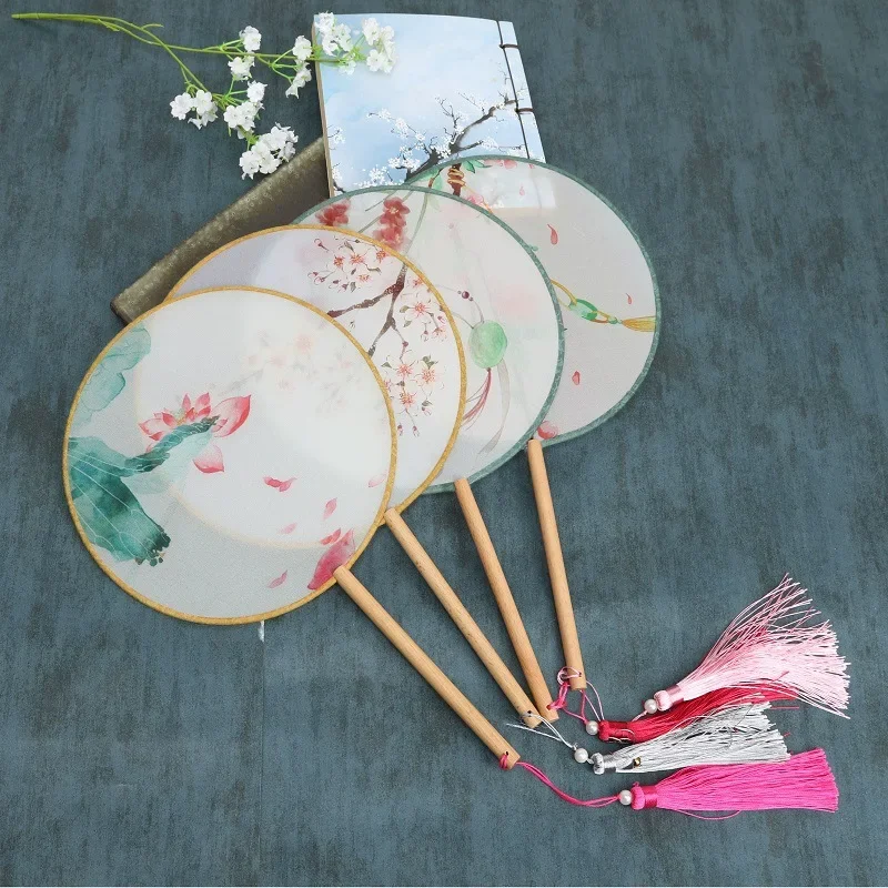 

Ancient Style Translucent Group Fan Women Classical Hanfu Dance Palace Medium Long Handle Bamboo Blank DIY Wholesale