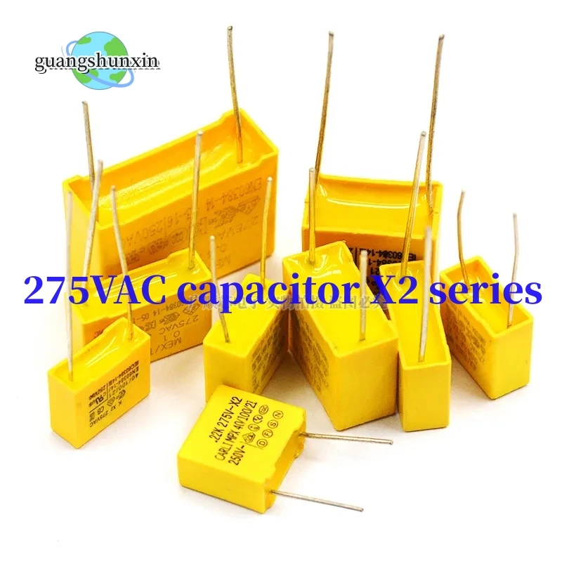 10pcs 275VAC capacitor X2 series 0.01UF ~ 2.2UF Polypropylene film capacitor New 10nf 100nf 150nf 200nf 680nf 470nf 1UF