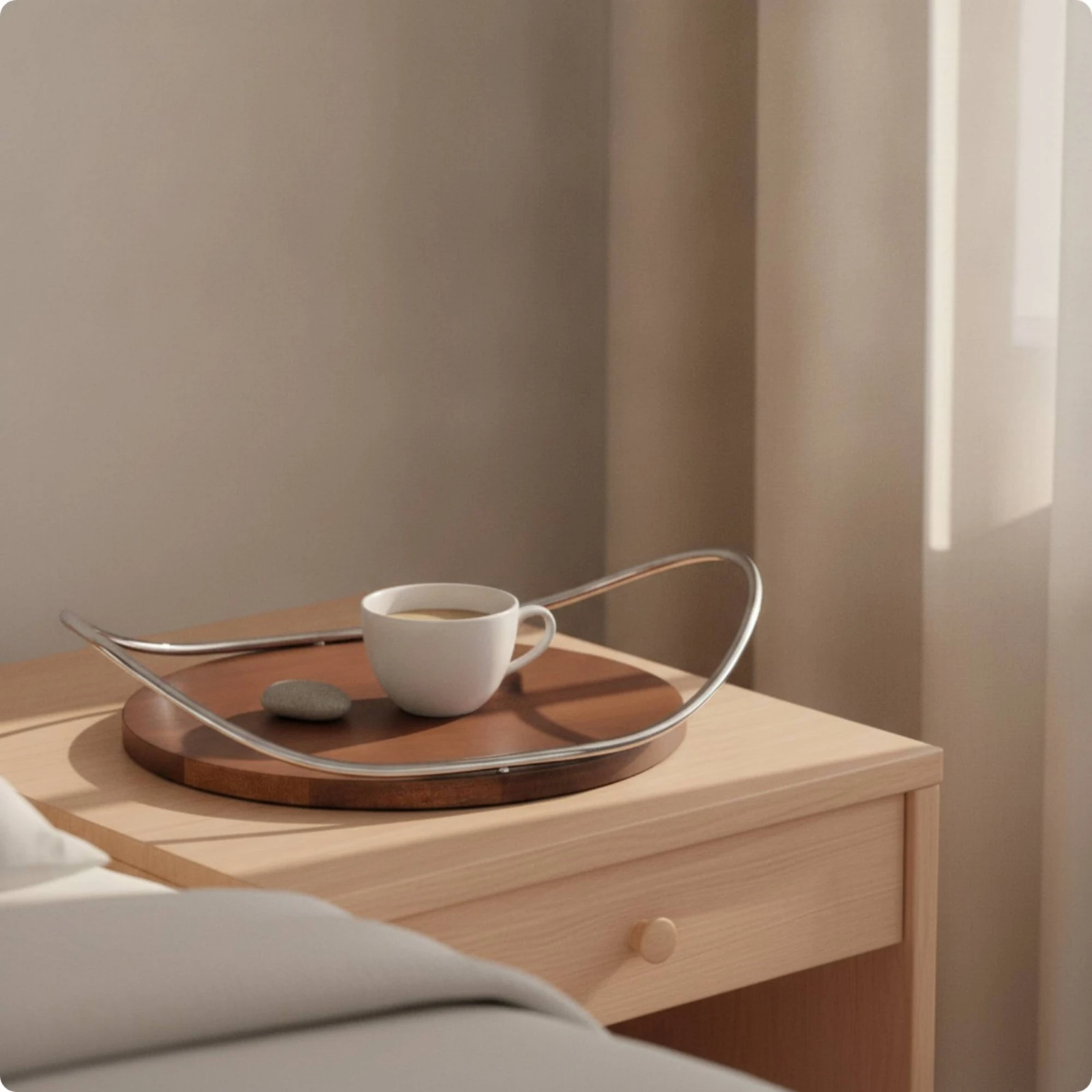Wooden Tray with Metal Wire Frame Portable Wood Tray with Integrated Handles Raised Edge Elegant for Entryway, Bedroom