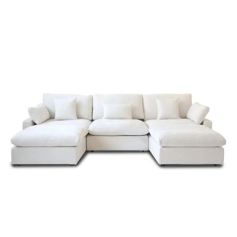 Couch 120''  Modern Sectional Sofa for Living Room Down Filled Couch with Ottoman U Shaped 5 Seater Convertible