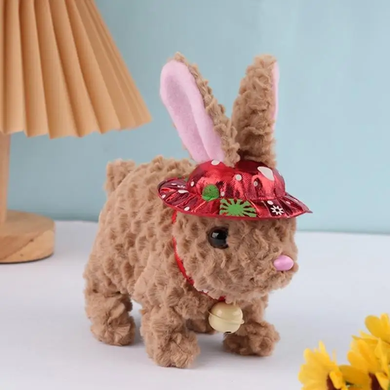 Interaktywny elektryczny pluszowy królik, który chodzi i mówi dla dzieci w wieku od 3 lat Miękka, realistyczna zabawka do zabawy