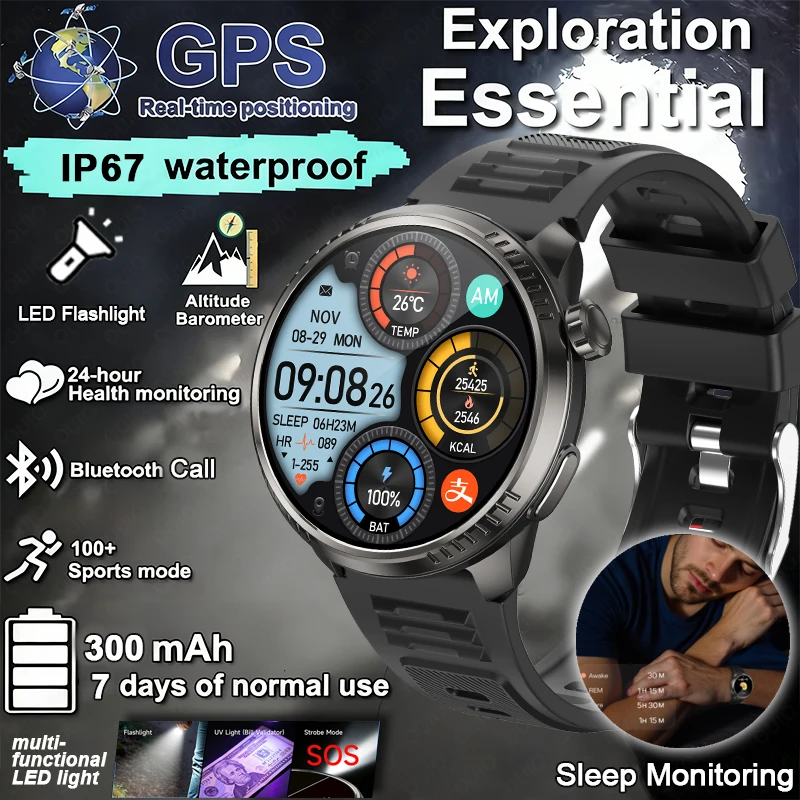 НОВЫЕ Смарт-часы с GPS-трекером, несколько спортивных режимов, IP67, водонепроницаемые, Bluetooth, вызов, высота, мониторинг сердечного ритма, сна, умные часы