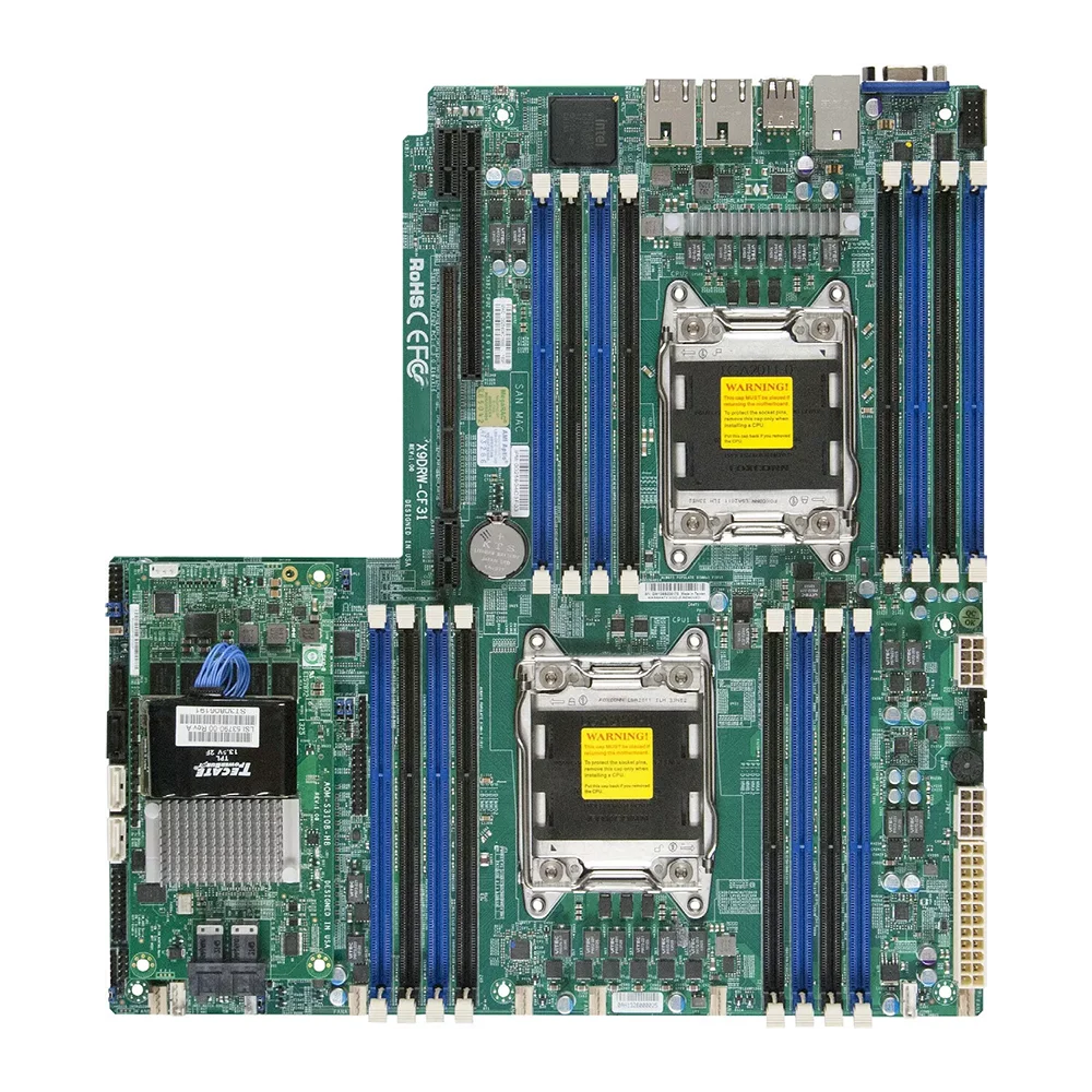 For Supermicro Server Motherboard Xeon E5-2600 V1/V2 Family LGA2011 DDR3 8x SAS3 (12Gbps) X9DRW-CF31