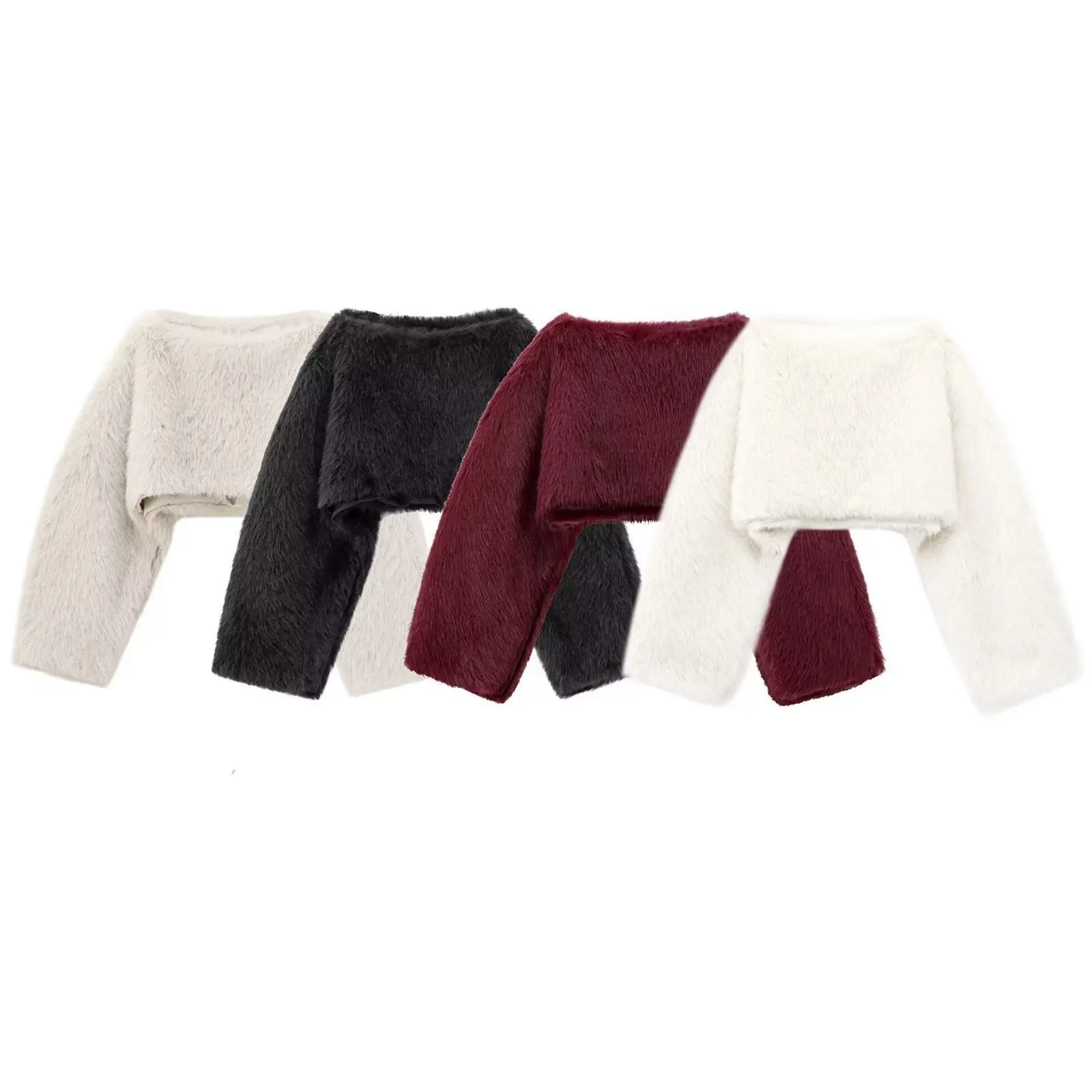 2026 autumn and winter European and American style fashionable simple artificial fur effect long-sleeved sweatshirt for women