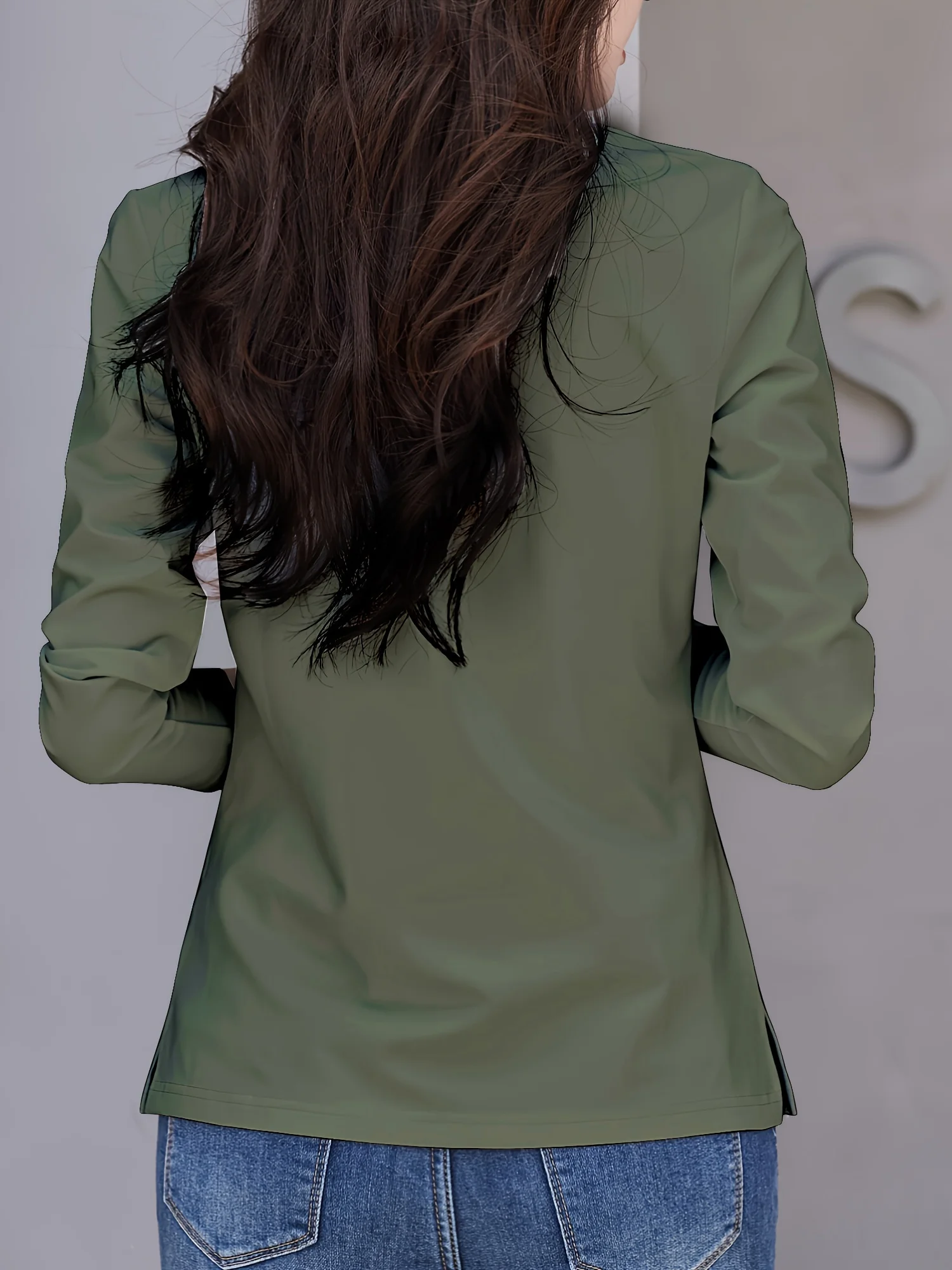 Solid Button Front T-shirt, Regular Fit  Versatile Long Sleeve Simple T-shirt For , Women's Clothing Comfort Fit Wardrobe Staple