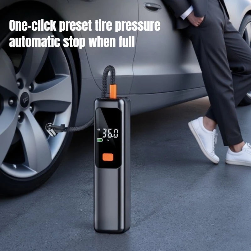 Laiben In-Car Air Pump  Portable Tire Pressure Gauge Wireless Electric Inflator for Cars & Bicycles, Compact Tire Inflator