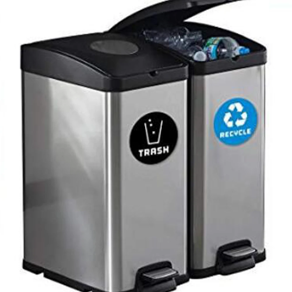 12 قطعة ملصقات فرز النفايات سلة المهملات صناديق إعادة تدوير تسميات كبيرة الحجم المواد البلاستيكية تصنيف القمامة الشارات