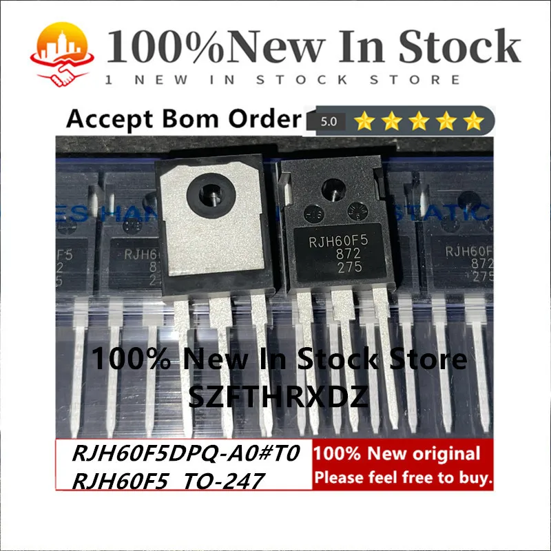 100% NEW ORIGINAL RJH60F5DPQ-A0#T0 TO-247 RJH60F5 Trans IGBT Chip N-CH 600V 80A 260400mW 3-Pin(3+Tab) TO-247A