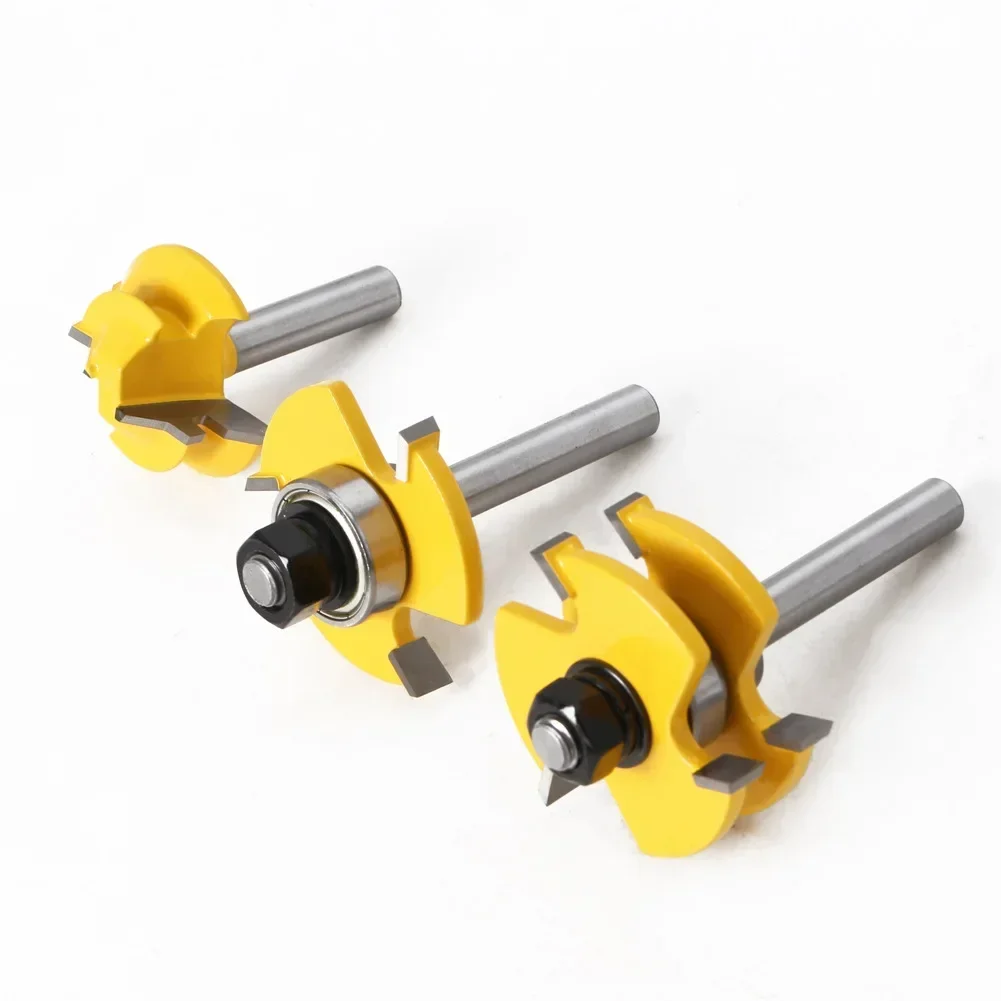 3 pc 8mm Shank high quality Tongue & Groove Joint Assembly Router Bit Set 45 Degree Lock Miter Rout3/4" Stock Wood Cutting Tool