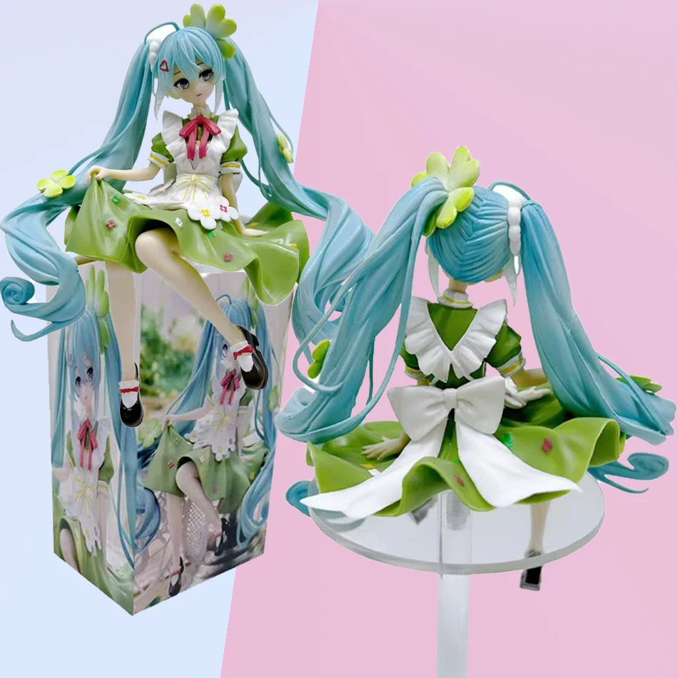 재고 있음 애니메이션 15cm 클로버 앉은 자세 골프 그린 드레스 PVC 액션 피규어 모델 인형 장식 발렌타인데이 선물