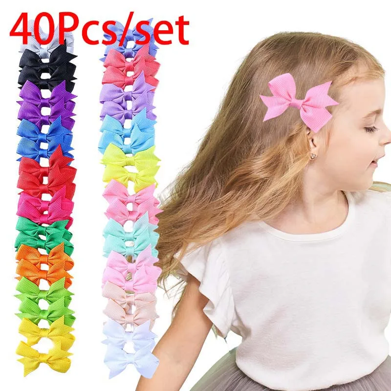 

ncmama 40Pcs 2.5inch Hair Bows for Girl Grosgrain Ribbon Toddler Accessories with Alligator Clip Kids Hairpin Barrettes Headwear