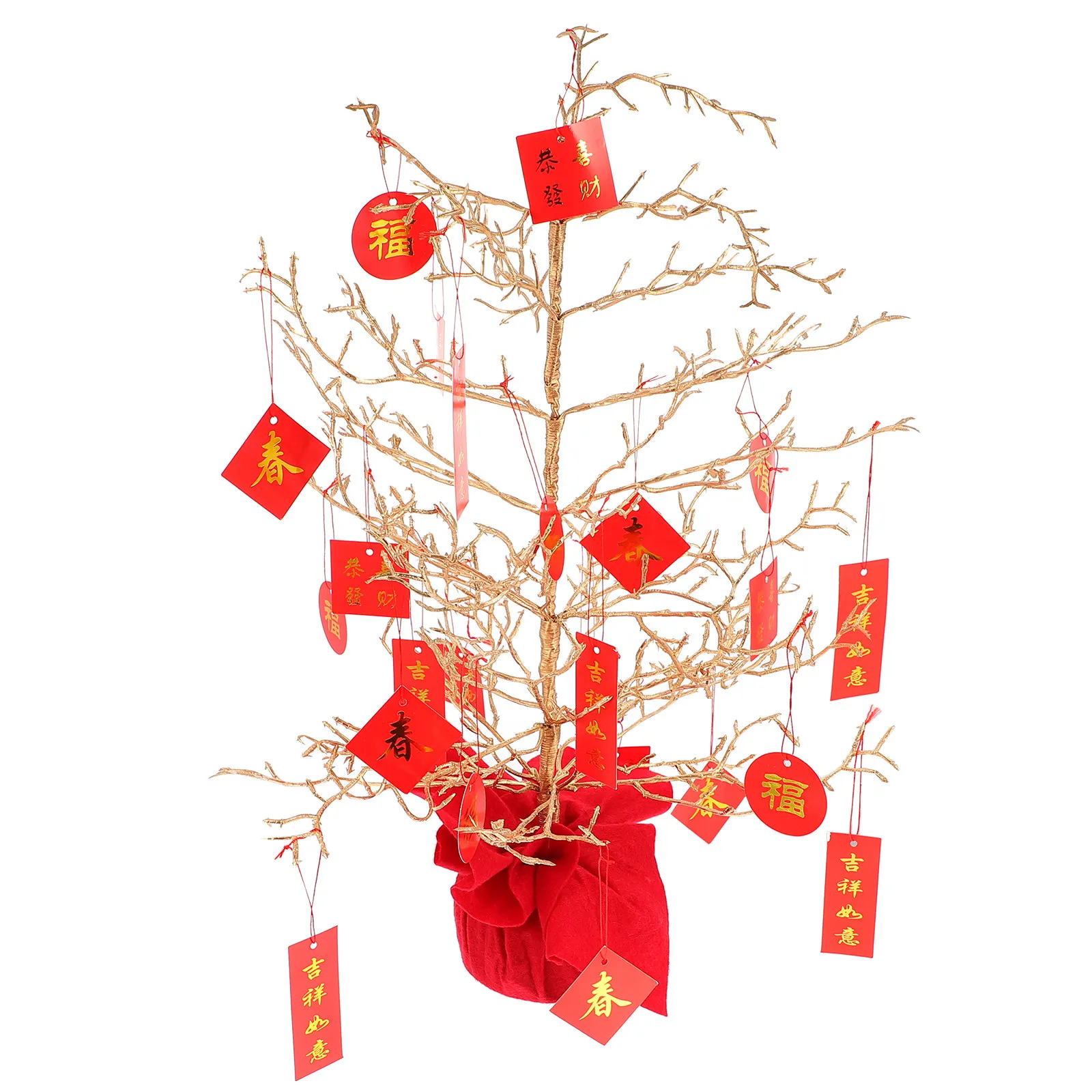 1Pcs Chinese New Year Fortune Tree Decor Resin Spring Festival Tree Ornament for Desktop Home Office Hotel Decoration Lucky