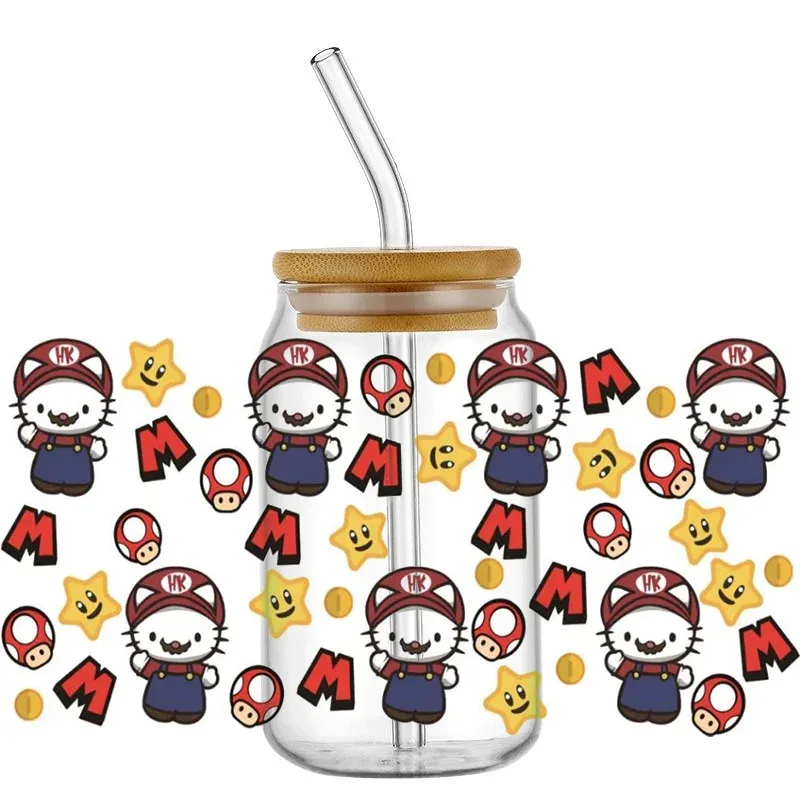 

New Product Cosplay Kitty Cartoon Cat Decal 16oz Libbey UV DTF Cup Wrap Transfer Sticker Custom Label DIY Wholesale