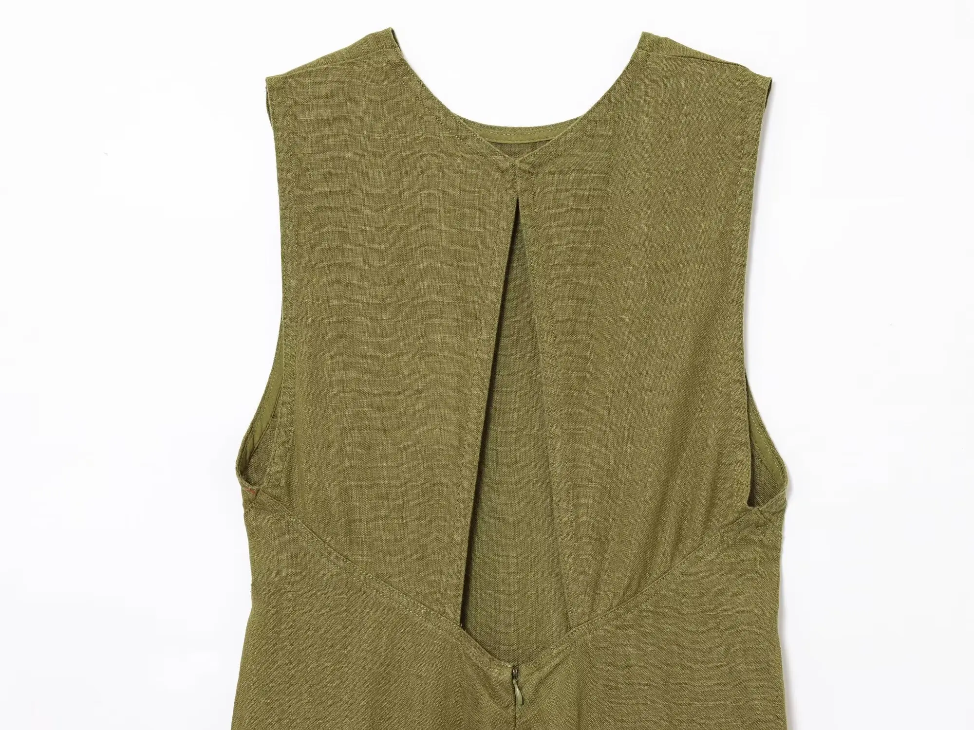 KONDALA Chic solide 2025 vert Vintage femme lin robe fermeture éclair longue vacances robe sans manches été évider Mujer robes