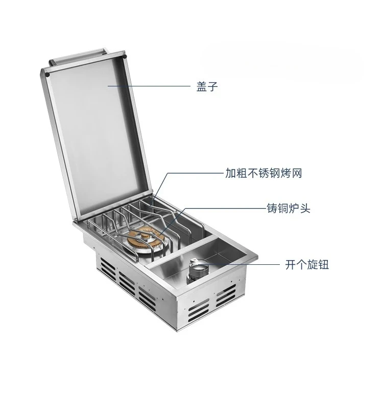 304 stainless steel barbecue table embedded outdoor kitchen side stove, high-end villa courtyard