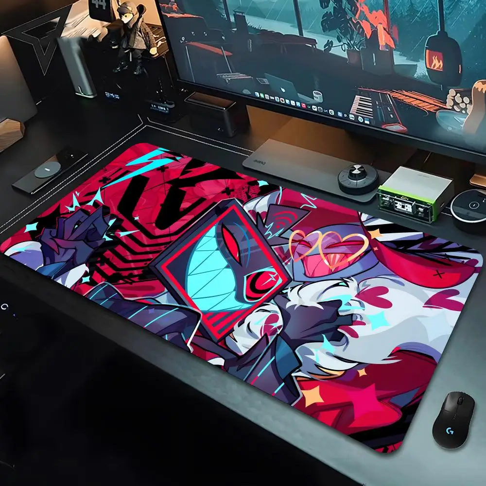H-Hazbin Hoteles Alastors ratón regalos de cumpleaños Pad 80x40cm XL Lockedge Oficina ordenador escritorio Mat mesa teclado alfombrilla de ratón grande