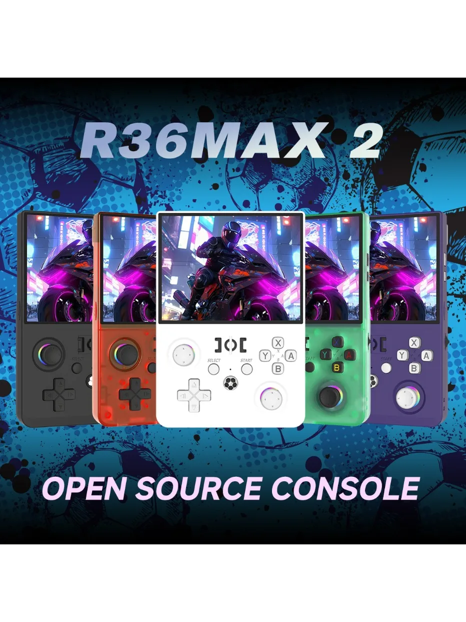 R36MAX 2 Retro Handheld-Spielkonsole RK3326 Quad-Core Linux OS Eingebauter Simulator 4,5" IPS Unterstützt Multi-Emulatoren WLAN Typ-C