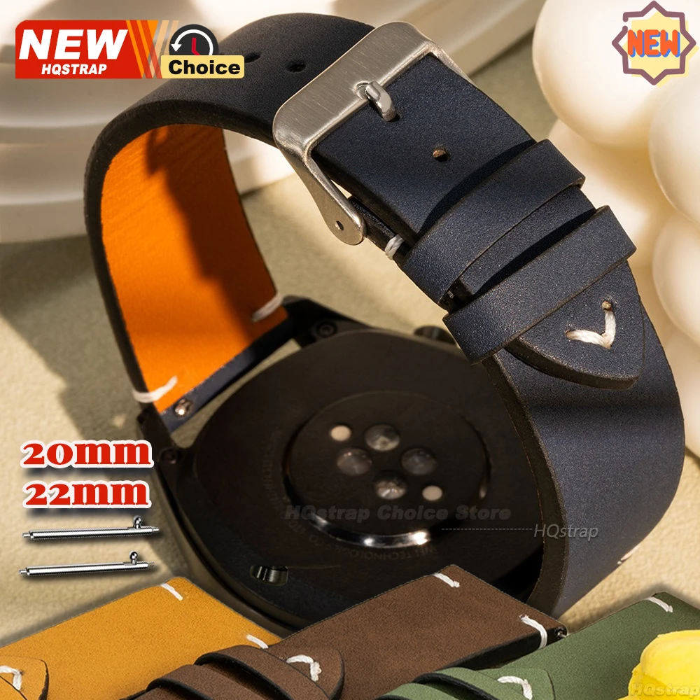 Pulseira de 22mm 20mm para Samsung Watch6/5/4/7 40mm 44mm, Pulseira para Huawei Watch 46mm, Pulseira de Couro Universal para Smartwatch Omega