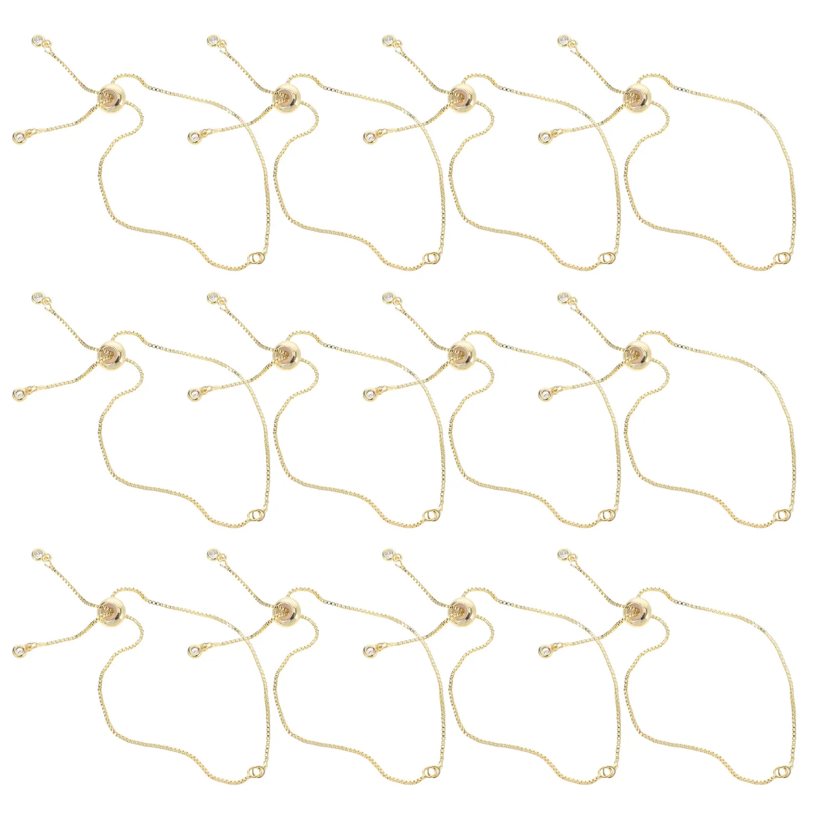 

12 pcs Gold Plated Adjustable Slider Bracelets For Women Dainty Chain Extender Copper Fashion Jewelry Minimalist Wrist Hand
