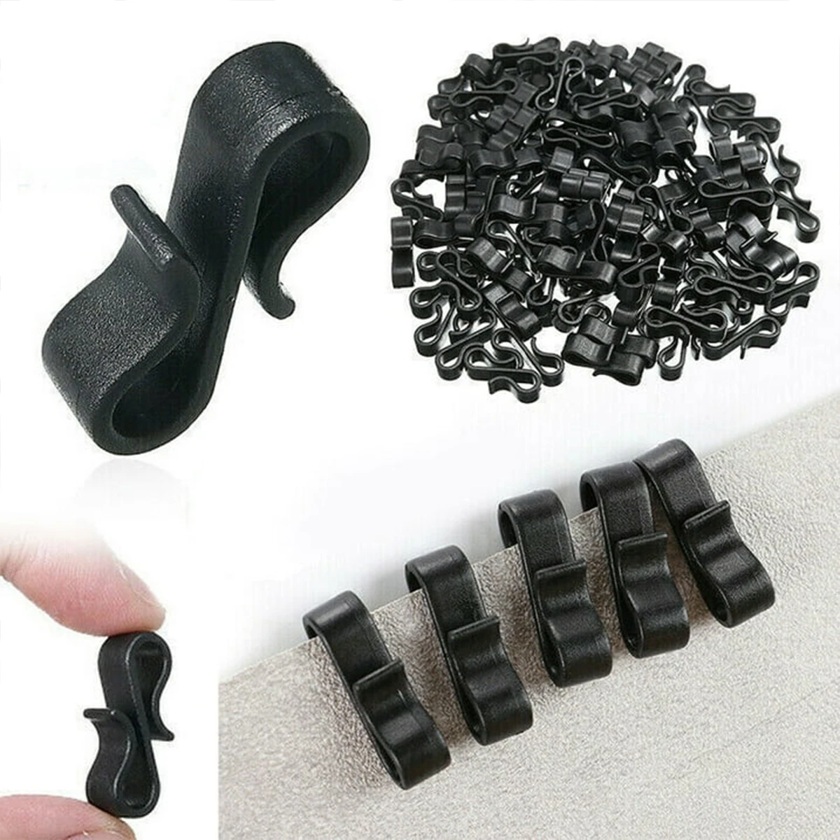 10/30/50Pcs Black S-Shape Gutter Hooks Weatherproof Plastic Light Clips for Outdoor String Lights Decoration Easy Install Remove