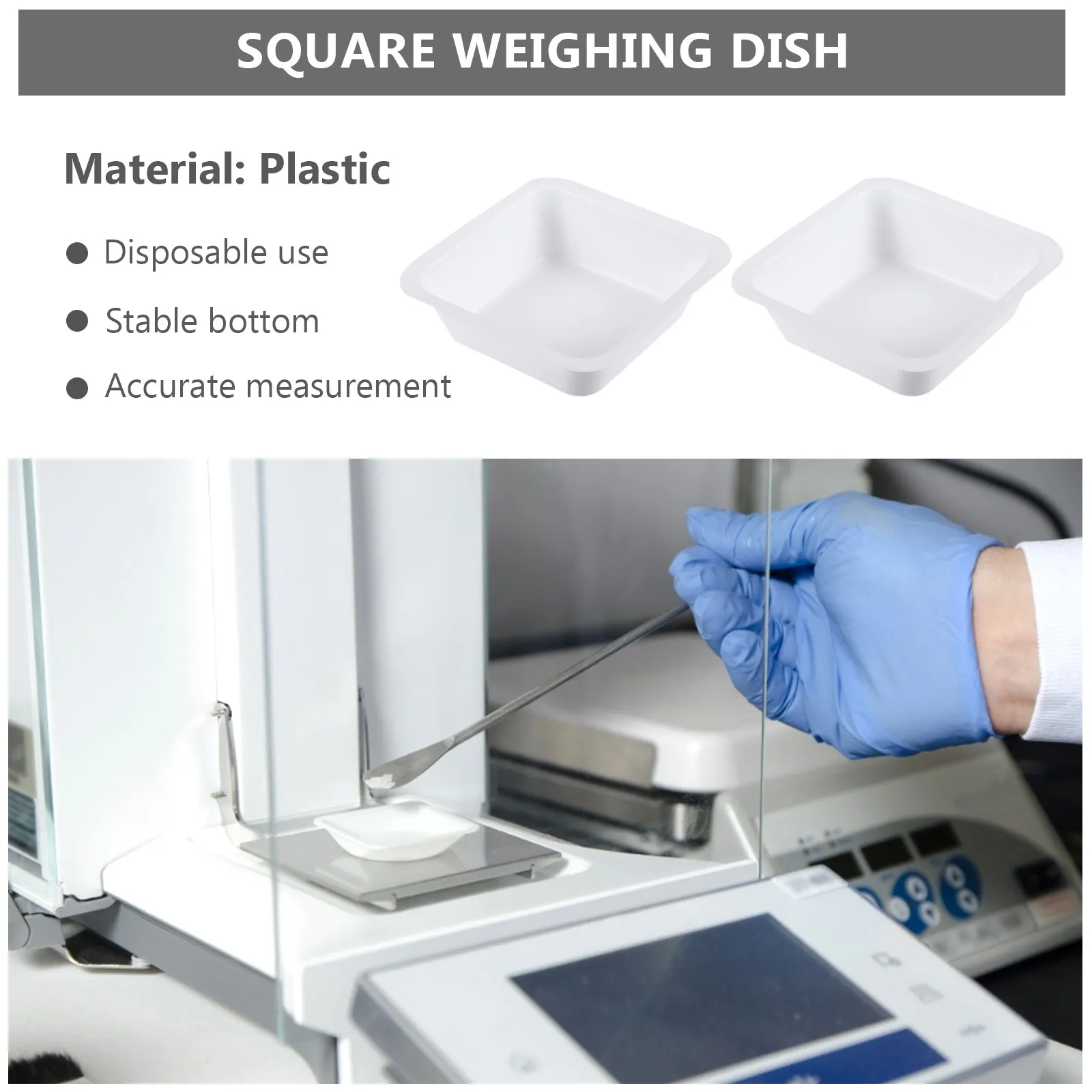 

50 шт. квадратных весовых лотков (чаш) 7 мл, антистатические, для смешивания и измерения твердых веществ, разбавленных растворов, лабораторного класса, химически стойкие