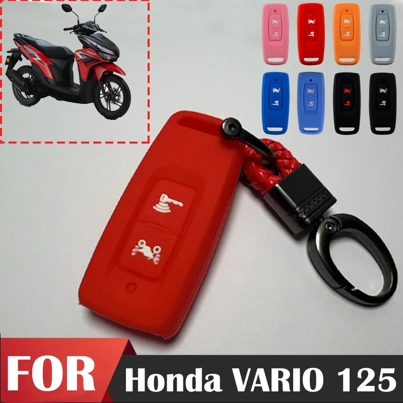 for Honda VARIO 125 Silicone Key Cover Shell Motorcycle Key Case 3 or 2  Button  Remote Key Protector Holder Keychain