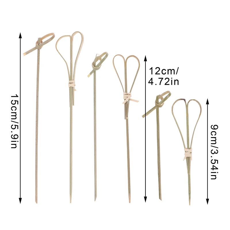 100 Palillos Desechables de Bambú con Nudo, Tenedores para Frutas, Palillos de Bambú para Fiestas en Casa, Herramienta de Bar para Barbacoa, Palillos para Cócteles de Cocina