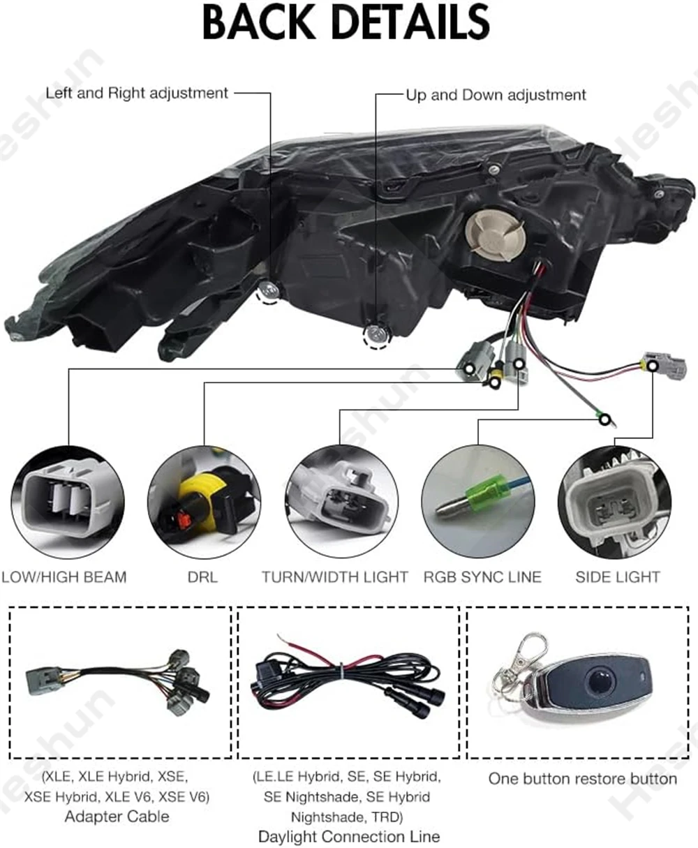 LED Head Light Assembly para Toyota Camry 2018-2023, Olho de Demônio, 8ª Geração, LE, SE, XLE, XSE, XSE, TRD, Montagem da lâmpada frontal