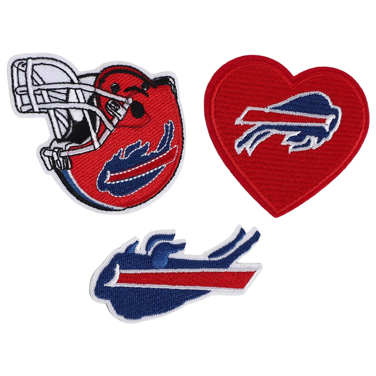 

N96R 3 Pcs Rugby Team Logo Embroidery Patch, Helmet and Heart Logo Iron-on Patch for Jacket Backpack Jeans Jacket