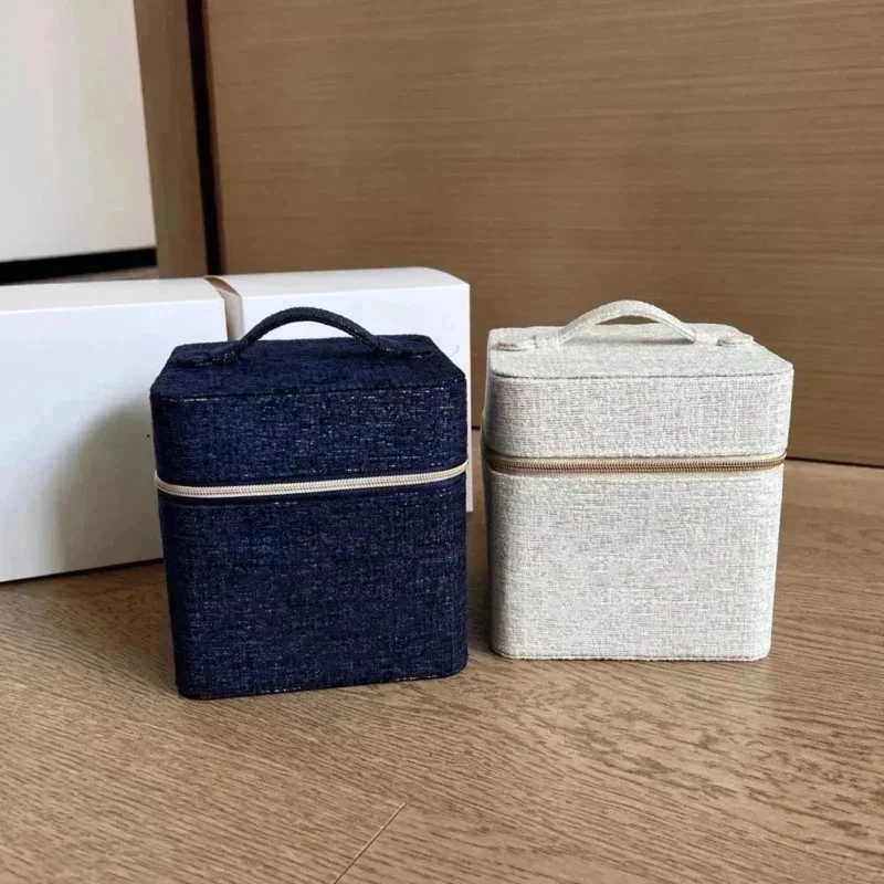 Large Capacity Platinum Storage Box Christmas Limited Blue Gold Vanity Case Makeup Bag Tote Bag Storage Bag Makeup Box