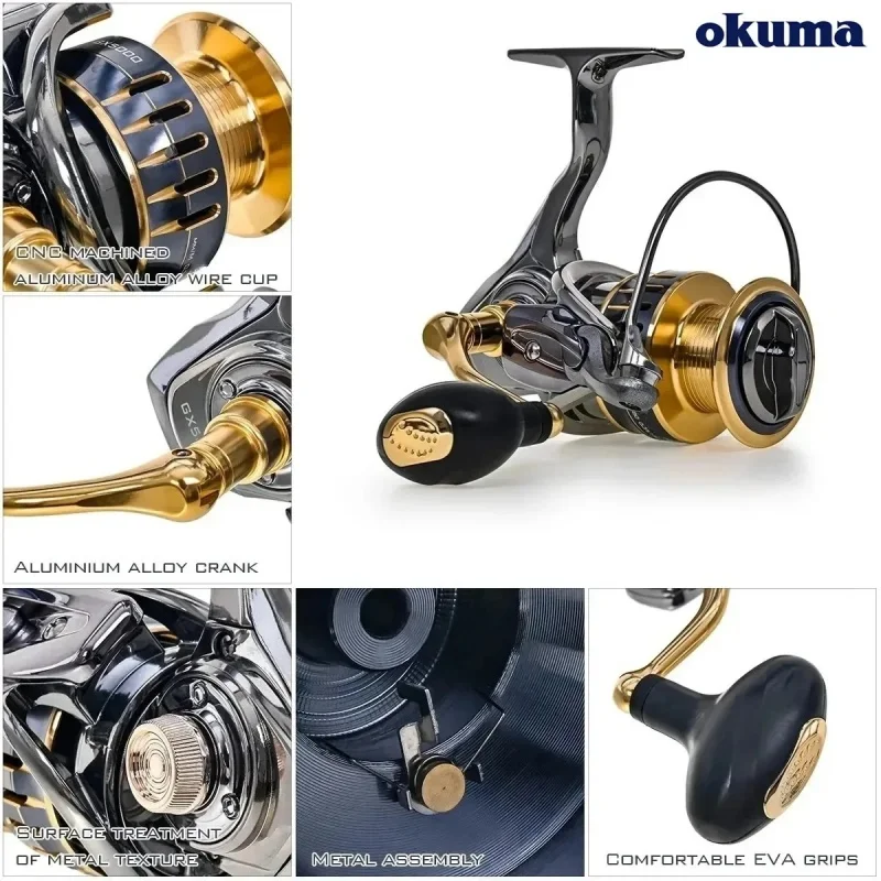 Okuma Vollmetall-Spinnrolle, 1000-7000 Typ, Ausgestattet mit Modischen Polarisierten Gläsern – Detail 4