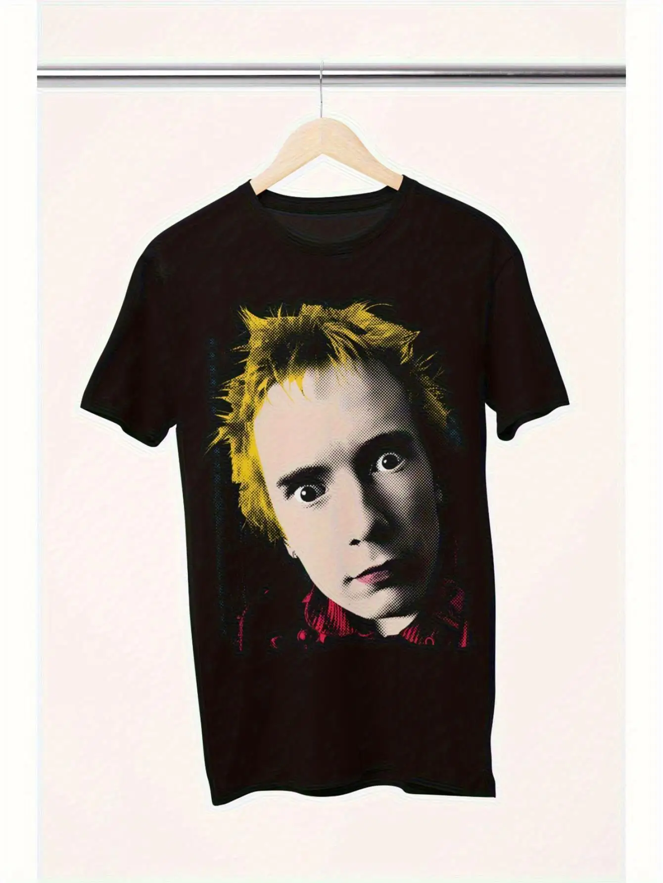 Plus Size Men's  Punk Rock T-Shirt- Rotten Public Ltd. Graphic T-Shirt- Black with Yellow Studs- Short Sleeve- PiL Concert  Band T-Shirt, Unisex, Collectible T-Shirt, PLUS SIZE