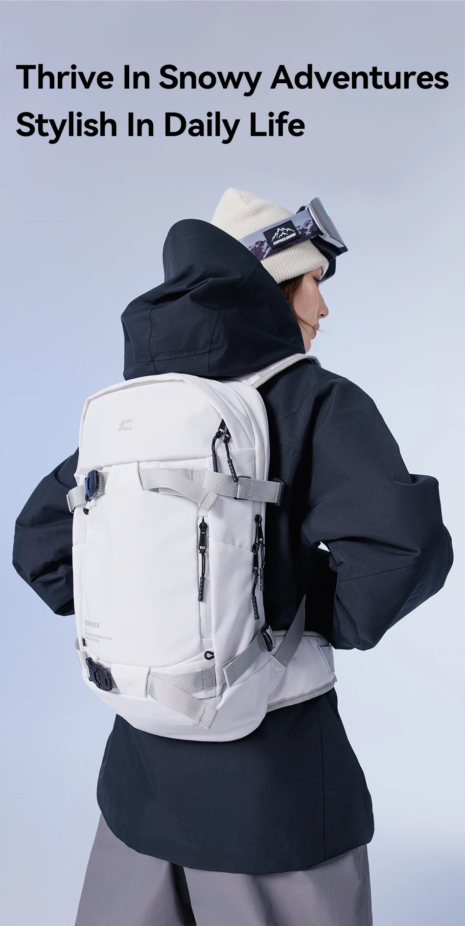 COPOZZ Skitasche, wasserdicht, leicht, verschleißfest, für Reisen, großes Fassungsvermögen, Outdoor-Sportzubehör, Snowboard-Aufbewahrungsrucksack – Detail 8