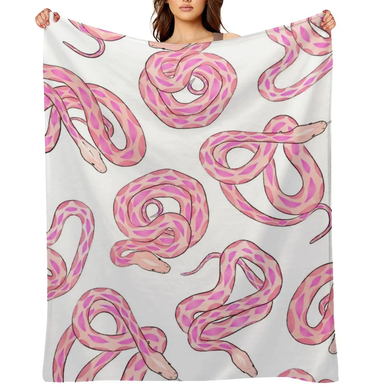 

Pink Snakes Throw Blanket Retros Bed Fashionable Weighted Tourist Blankets