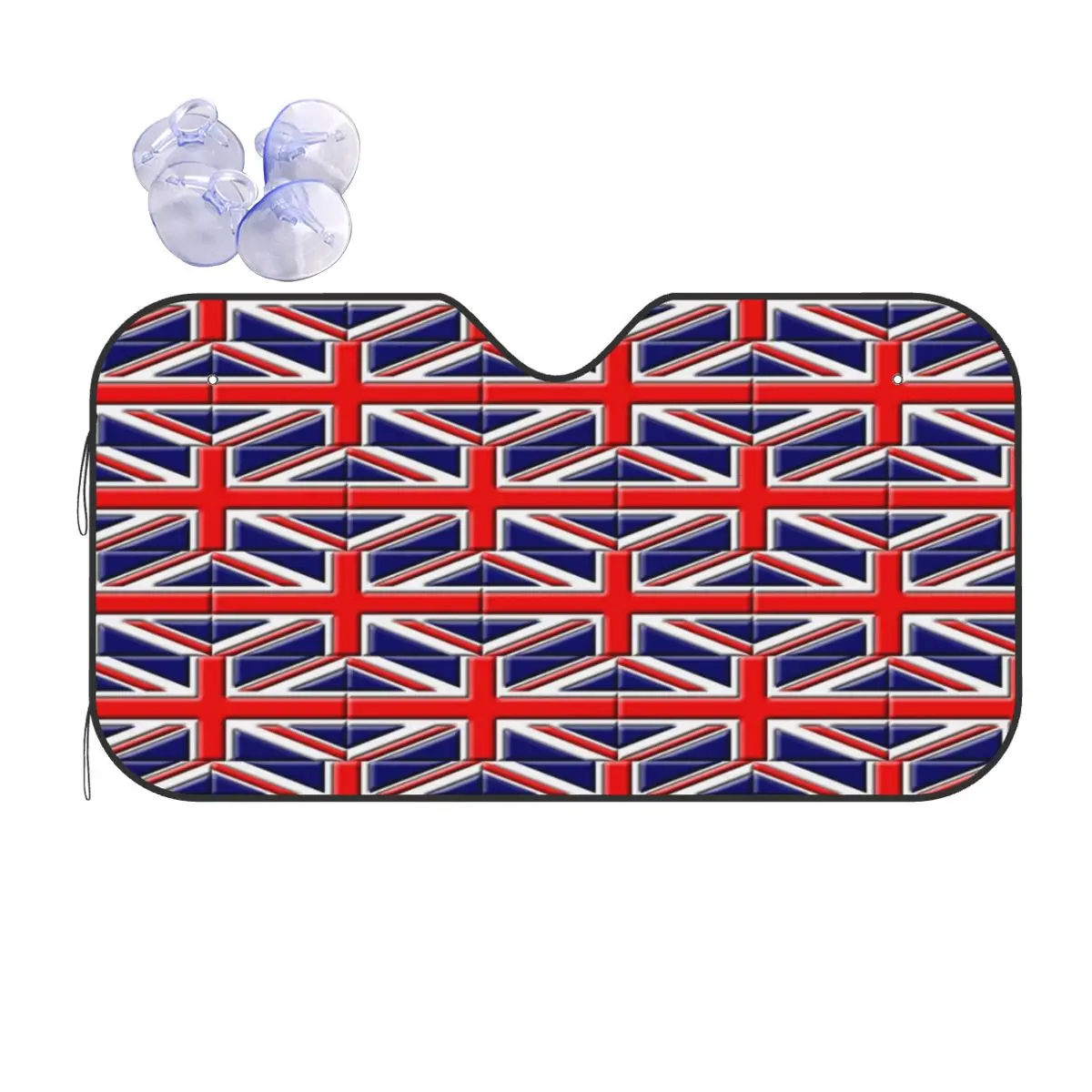 UK Flag Plaid Windshield Sunshade Sherpa Collage Novelty Car Front Window Visor 76x140cm Sun Visor Car-styling