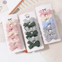 6pcs/set Mini Hair Bows Clip for Girl Fresh Solid Color Bowknot Hair Pins Sweet Child Boutique Handmade Hair Clips Accessories