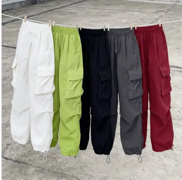 Girls Cargo Pants Spring Children Straight Wide-leg Pockets Pants Summer Teenager Fashionable Loose Trousers 5-14 Years Old