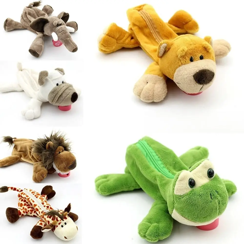 Cute Plush Pencil Bags Creative Forest Animal Kawaii Storage Bag Lion Monkey Large Capacity Stationery Case Gift