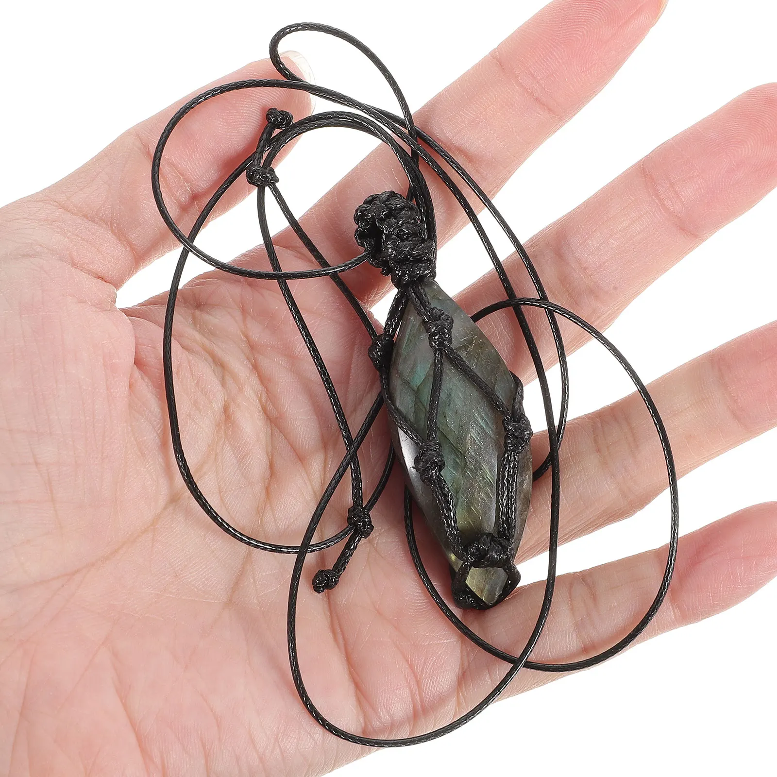 

Crystal Pendant Labradorite Stone Necklace Vintage Natural for Women Necklaces Miss