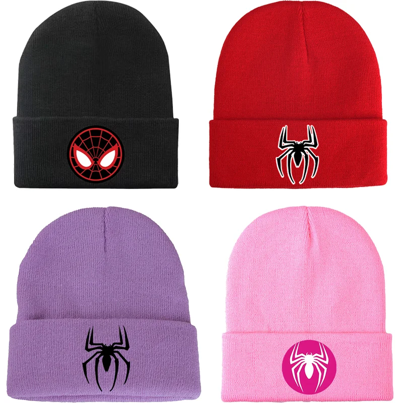 Spidermans Kids Knitted Hats Marvels Beanies Movie Character Pattern Print Caps Winter Hat Warm Comfortable Bonnets Party Gifts