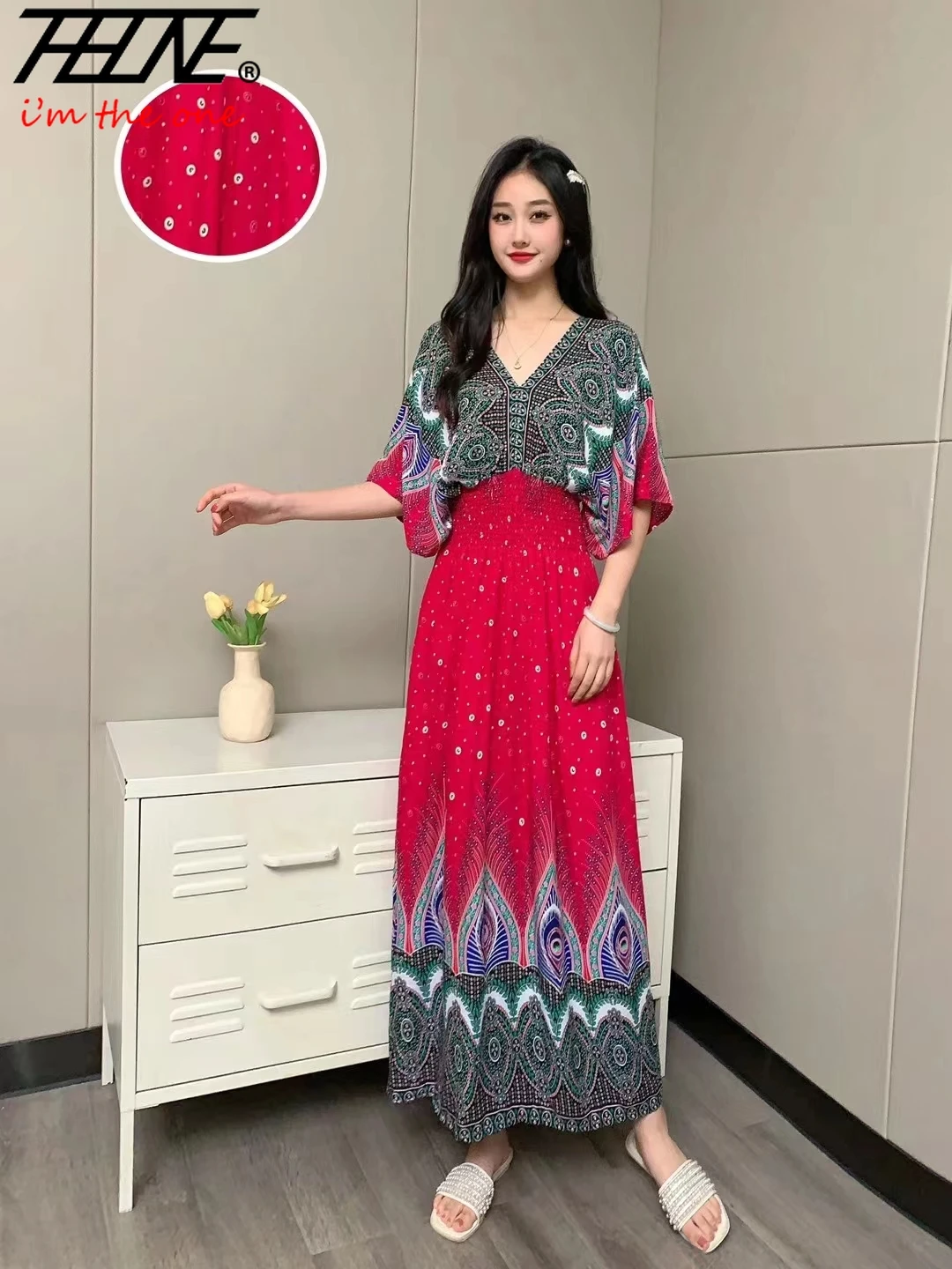 Sommerkleid Frauen böhmischen Strand koreanischen Stil übergroße Blumen Vintage Vestidos Robe lange Maxi neu in Kleidern Kleidung