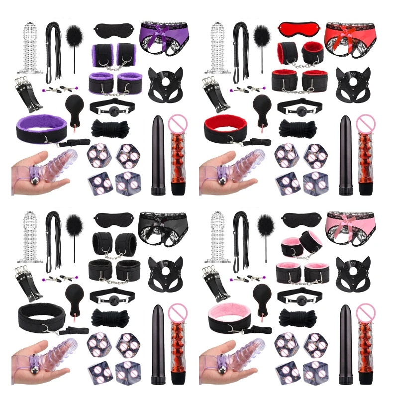 

20RF Sexy BDSM Kits Plush Sex Bondage Sex Whips Gag Nipple Clamps Sex Toy