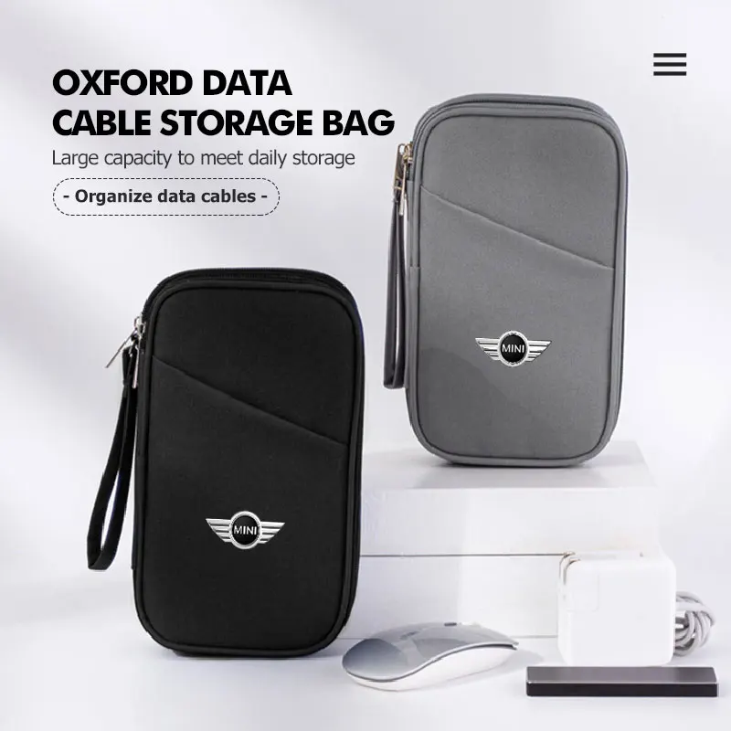 Сумка для хранения кабеля для передачи данных Power Bank U-диск, дорожная сумка для наушников MINI Cooper One JCW Clubman Countryman R55 R56 F55 F56