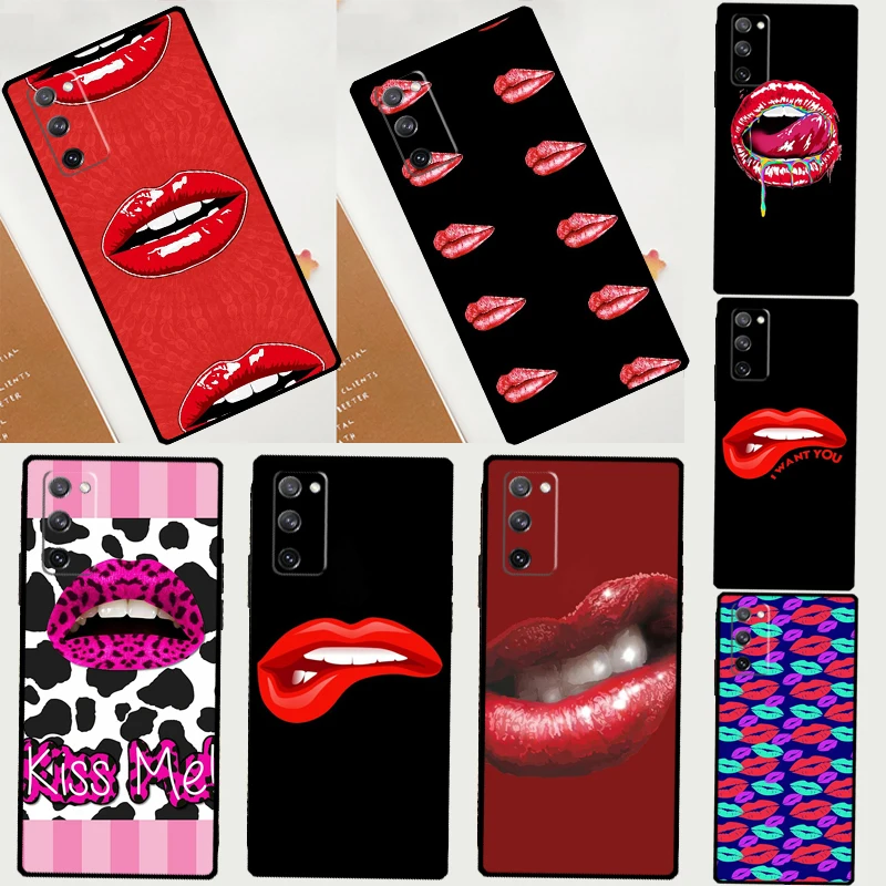 Kiss Me Lips Lipstick Phone Case For Samsung Galaxy S25 S23 S22 S21 Ultra S9 S10 S20 Plus S24 FE Funda Cover Shell