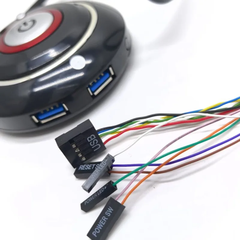 PC Desktop Power Reset Botão Interruptor, On Off LED Status Light, Dual USB Plug Bracket, Mount Net Café