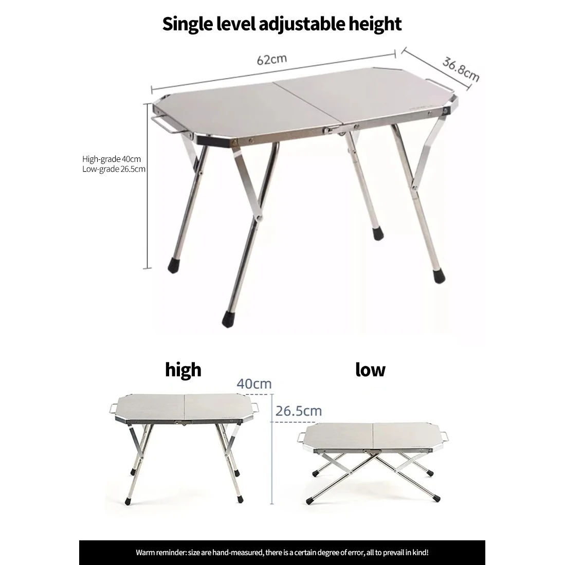 HOMFUL Outdoor Portable Small Steel Table Camping Table Folding Table Picnic Barbecue Table Casual Tactical Table 2 Generation