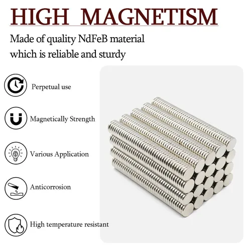 Imagen 2 del producto Imán de neodimio redondo súper fuerte de 15mm x 3mm, imanes potentes N35, pequeño imán magnético permanente para refrigerador NdfeB, 15x3